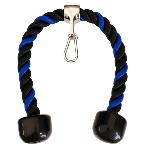 Heavy Tricep Rope Cable Machine Accessories Nylon Tricep Rope for LAT Pull Down Pulley System Attachment, for Home Gym Weight Fitness with Carabiner - color: Blue&Black