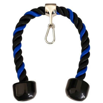 Heavy Tricep Rope Cable Machine Accessories Nylon Tricep Rope for LAT Pull Down Pulley System Attachment, for Home Gym Weight Fitness with Carabiner - color: Blue&Black