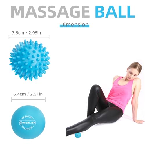 Massage Ball Set, Spiky Ball & Lacrosse Ball for Body Massage, Muscle Relief, Deep Tissue, Myofascial Release, Massager for Neck, Shoulder, Back, Foot or Muscle Tension (Blue)