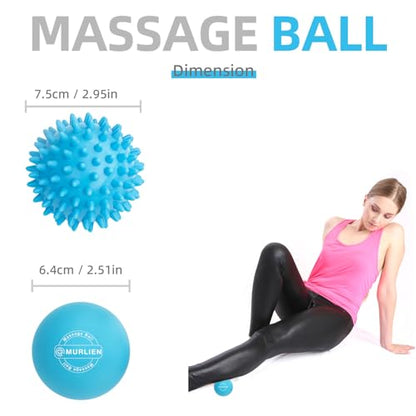 Massage Ball Set, Spiky Ball & Lacrosse Ball for Body Massage, Muscle Relief, Deep Tissue, Myofascial Release, Massager for Neck, Shoulder, Back, Foot or Muscle Tension (Blue)