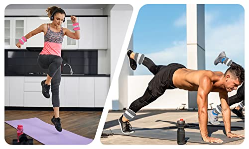 Ankle Weights, 1/2/3/4/5/6/8/10/12 LBS (1 Pair) Wrist Arm & Leg Weighted for Women Men Kids with Elongated Strap for Exercise, Fitness, Jogging, Aerobics, Yoga, Dancing and Physical Therapy
