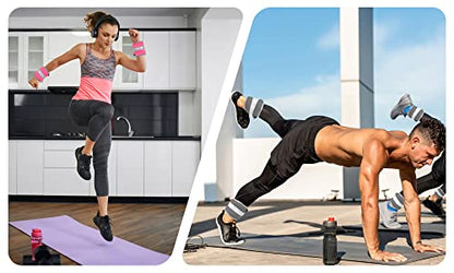 Ankle Weights, 1/2/3/4/5/6/8/10/12 LBS (1 Pair) Wrist Arm & Leg Weighted for Women Men Kids with Elongated Strap for Exercise, Fitness, Jogging, Aerobics, Yoga, Dancing and Physical Therapy