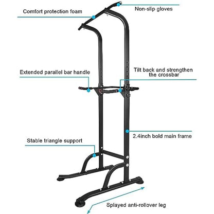 Power Tower Pull Up Bar for Men & Women, Pullup Bar Dip Station with Adjustable Hight for Home Gym Strength Training Fitness, 330LBS Capacity