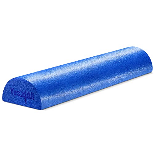 Yes4All Medium Firm Half Foam Rollers for Post-Workout Relaxation, 12/18/24/36 inch PE Foam Roll for Back Massage & Yoga Exercise - color: Half Blue, style: 24-inch