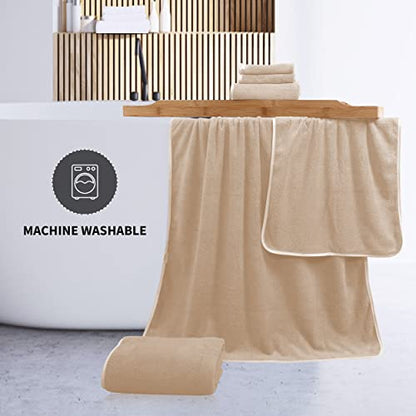Cosy Family Microfiber 8-Piece Towel Set, 2 Bath Towels, 2 Hand Towels, and 4 Wash Cloths, Ultra Soft Highly Absorbent Towels for Bathroom, Gym, Hotel, Beach and Spa (Brown)