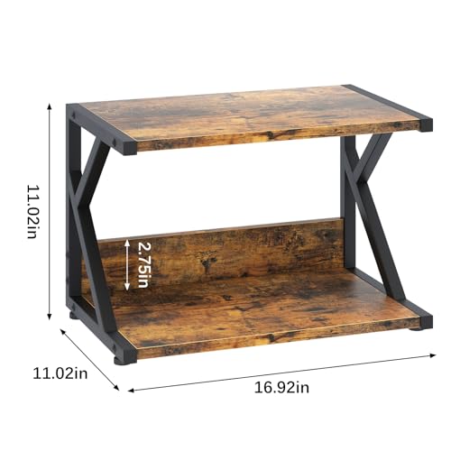 aboxoo Desktop Printer Stand with 2 Tier Wood Storage Shelves,Under Desk Printer Table,Multi-Purpose Home Office Desk Organizer for Fax Machine, Scanner (Rustic Brown) - color: Brown