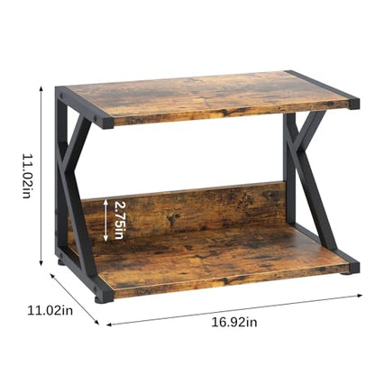 aboxoo Desktop Printer Stand with 2 Tier Wood Storage Shelves,Under Desk Printer Table,Multi-Purpose Home Office Desk Organizer for Fax Machine, Scanner (Rustic Brown) - color: Brown