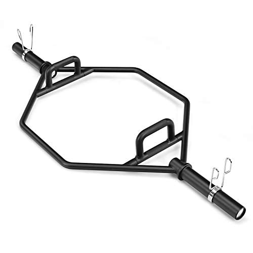 GYMAX Olympic Folding Trap Bar - 56" Chrome Hex Weight Lifting Bar for Squats, Deadlifts, Shrugs & Power Pulls - 800Lbs Capacity - color: Black