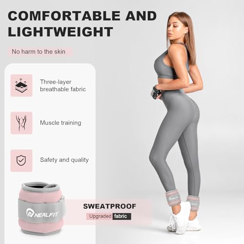 Ankle Wrist Weights, Adjustable Arm Leg Weights for Women Men, Secure Fit Non-Slip Exercise Weights for Home Workout, Running, Walking, Aerobics, Physical Therapy