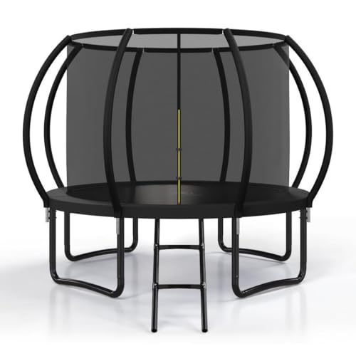 8FT 10FT 12FT 14FT 16FT Outdoor Trampoline with Safety Enclosure Net - color: Black, size: 10 FT