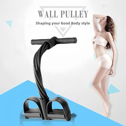 Resistance Bands for Exercise,6-Tube Elastic Yoga Pedal Puller Resistance Band, Natural Latex Tension Rope Fitness Equipment, for Abdomen/Waist/Arm/Leg Stretching Slimming Training - color: Black