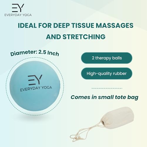 Everyday Yoga 2.5 Inch Massage Therapy Ball Set with Tote Bag - Aqua
