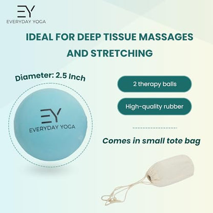 Everyday Yoga 2.5 Inch Massage Therapy Ball Set with Tote Bag - Aqua