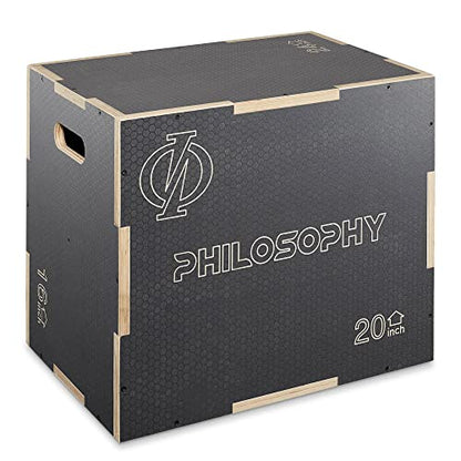 Philosophy Gym 3-in-1 Non-Slip Wooden Plyo Box, Wood Plyometric Jump Box Platform for Home Gym, HIIT, Step-Ups, and Strength Training - size: 24 x 20 x 16 Inch
