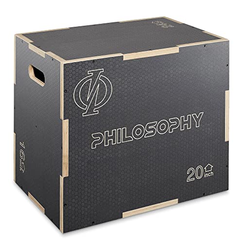 Philosophy Gym 3-in-1 Non-Slip Wooden Plyo Box, Wood Plyometric Jump Box Platform for Home Gym, HIIT, Step-Ups, and Strength Training - size: 24 x 20 x 16 Inch