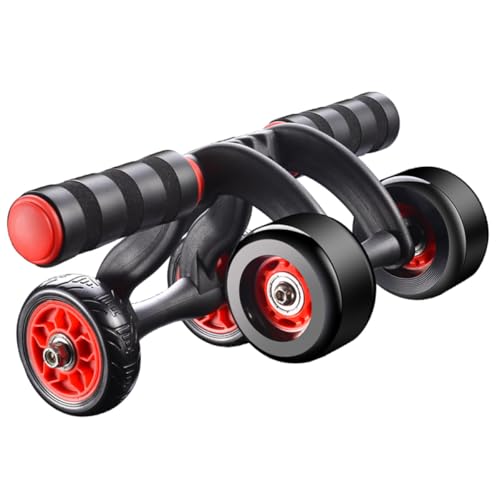 Hemobllo Automatic Rebound Four-wheel Ab Roller Wheel with Knee Mat, Silent Fitness Exercise Device for Core Workout and Abdominal Toning at Home