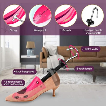 eachway Shoe Stretcher Shoe Trees,Adjustable Length & Width for Men and Women（For Women's 5.5-10 - color: S (for Women's 5.5-10)rose