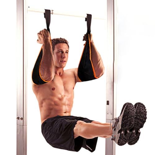 Kisangel Adjustable Orange-black Hanging Ab Straps Training Belt Suspension Strap for Core Workout Fitness Equipment