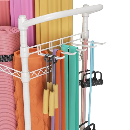 SINGAYE Dumbbell Rack Stand With Yoga Mat Storage, Gym Equipment Organizer, Cart for Workout Room, Home Gym With Hooks and Wheels
