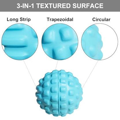 Firm Foam Massage Ball for Deep Tissue and Myofascial Release. 2.9″ High-Density Hard Fascia Ball for Muscle Knots, Recovery, Trigger Point Therapy, Pain Relief, Foot Plantar Fasciitis. (Blue)