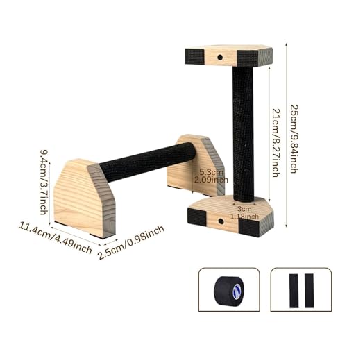 2 Pieces Push Up Bar Wooden Ergonomic Non Slip Handles Sturdy Stand Parallette Equipment Suitable for Adults Men Women Indoor