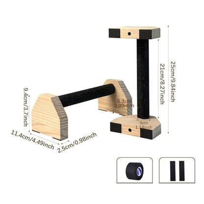 2 Pieces Push Up Bar Wooden Ergonomic Non Slip Handles Sturdy Stand Parallette Equipment Suitable for Adults Men Women Indoor