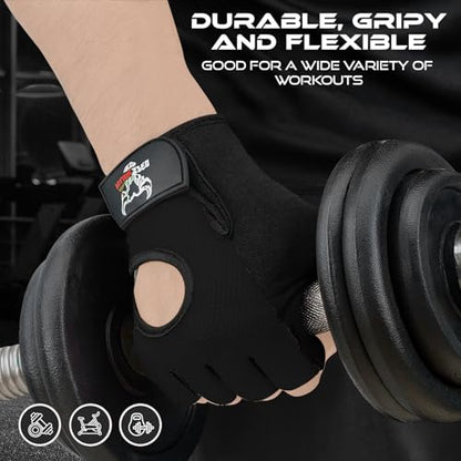 BEAST RAGE Fingerless Weight Lifting Gloves with Palm Protection Padding, Breathable Lightweight Gym Gloves for Men, Women, Weightlifting, Cycling, Exercise, Training Pull Up - color: Black, size: X-Large