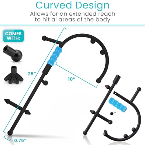 Vive Massage Cane with Roller - Interchangeable Heads - Trigger Point Tool - Neck, Back, Shoulder, Muscles Massager Handheld - Manual Self Massager - Muscle Knot Remover - Deep Tissue Pain Relief - style: Massage Cane with Roller