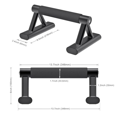 SELEWARE Wood Push Up Bars Steel Calisthenic Parallette Bars Handstand Bars - color: B: Foam Covered Grip (13.7"L x 6"H)
