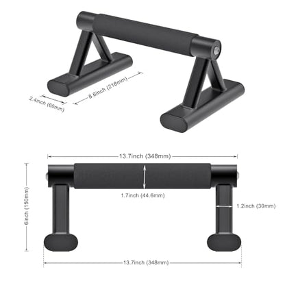 SELEWARE Wood Push Up Bars Steel Calisthenic Parallette Bars Handstand Bars - color: B: Foam Covered Grip (13.7"L x 6"H)
