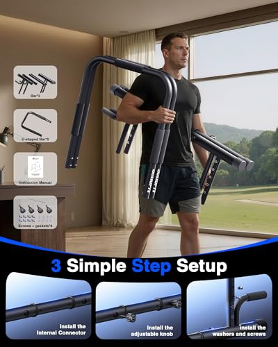 2026 Upgrade Adjustable 2-in-1 Dip Bar Station & Push Up Bars for Home Gym Calisthenics Equipment Parallel Bars with 420LB Stable Design, Functional Heavy Dip Stand,Black - color: Black