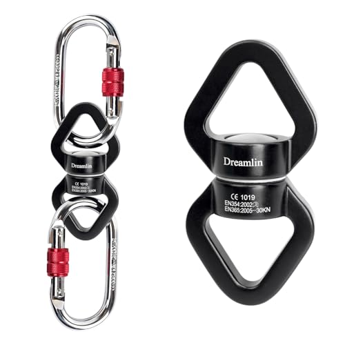 Aerial Silks Hardware Kit 30 KN Swing Swivel Aerial Yoga Hammock Rigging Aluminum Swivel Aerial Hoop Lyra Rotational Device Hanging Accessory - color: Black set 1