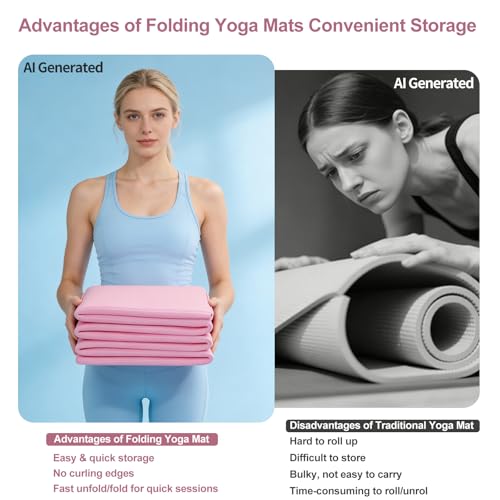 Foldable Yoga Mat with Resistance Band & Sliding Discs, 0.24" Thick Eco-Friendly TPE Non-Slip Workout Mat, Portable for Yoga, Pilates, Home Gym & Travel (72." x 24" x 0.24")