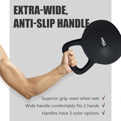 sogesfurniture Soft Kettlebells,Safe Strength Training Kettlebells,Iron Sand Filled Weights Strength Training Kettlebells,Fitness Soft Kettlebells for Women Men Children - color: 15LBS-Black&Grey