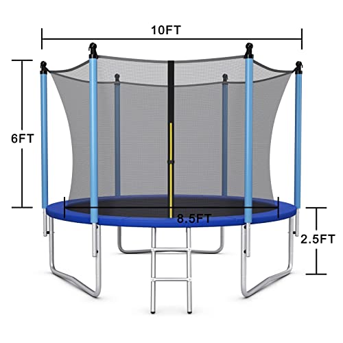 Giantex Trampoline for Kids Adults, ASTM Approved 8 10 12 14 15 16Ft Big Trampoline with Ladder, Thickness Steel Pipes Wear-Resistant All Weather Outdoor Large Recreational Trampoline with Net