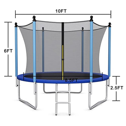 Giantex Trampoline for Kids Adults, ASTM Approved 8 10 12 14 15 16Ft Big Trampoline with Ladder, Thickness Steel Pipes Wear-Resistant All Weather Outdoor Large Recreational Trampoline with Net