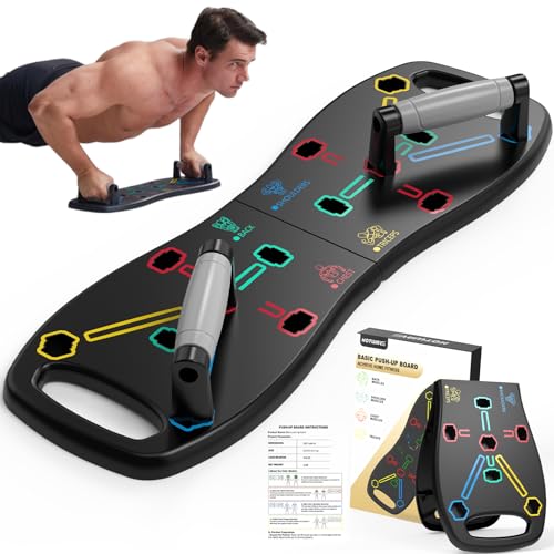 Push Up Board, Portable Pushup Board for Beginners & Teenagers, Foldable Multifunctional Push Up Bar 20 in 1 for Men, Pushup Handles for Strength Training at Home Gym - color: Black
