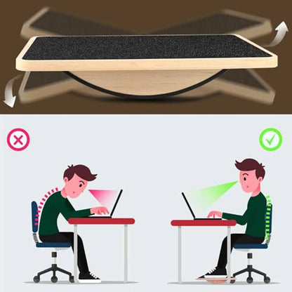 Wooden Balance Board Coordination Training Rectangular Wobble Board Core Exercise Equipment Gear for Adults, Gym