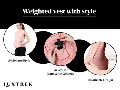 Women's Weighted Vest for Walking & Training - Weighted Workout Vest with Removable Weights Pockets, Breathable Athleisure Design - size: Extra Large