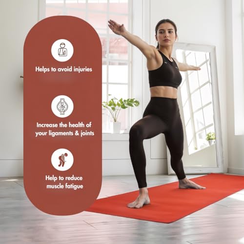 Thick Yoga Mat for Exercise & Pilates – Non Slip Yoga Mats with Strap, Extra Wide Gym Matt for Home, Lightweight & Durable Pilates Mat for Studio Fitness