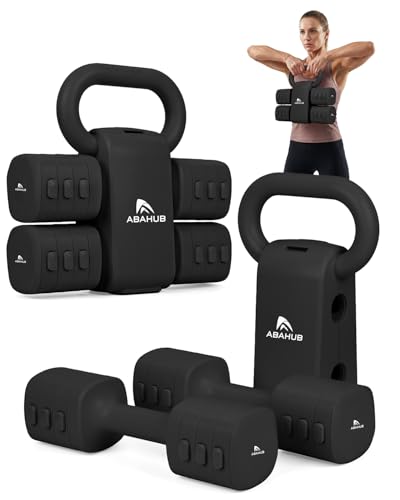 Abahub Dumbbell Set for Home Gym, 4 in 1 Adjustable Weights Dumbbells Set with Kettlebell Grip Converter for Women