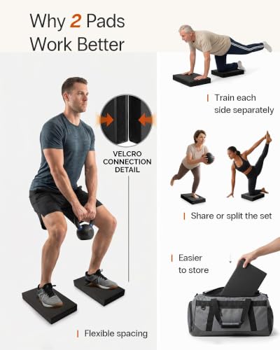 StrongTek 2-in-1 Foam Balance Pad and Kneeling Pad, 15.8 or 19 in Sizes - color: L-BLACK
