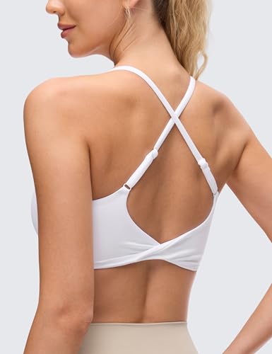 CRZ YOGA Butterluxe Twist Back Sports Bras - color: White, size: Small