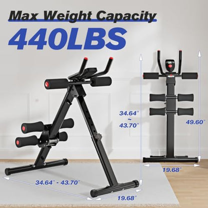 RELIFE REBUILD YOUR LIFE AB Workout Machine Adjustable Ab Trainer Machine Foldable Ab Cruncher Strength Training Equipment for Home Gym, Full Body Workout Equipment 440 LBS