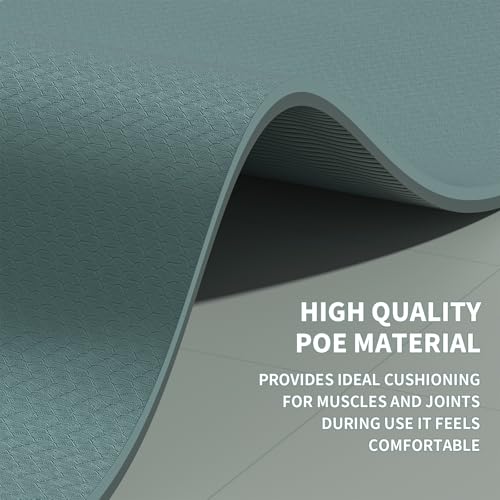 8mm & 10mm Thick Large Yoga Mat (6'x 4') - Extra Long and Wide Workout Mat for Men and Women, Non-Slip POE Fitness Mat, Eco-Friendly Exercise Mat for Home Workouts, Ideal for Yoga and Pilates