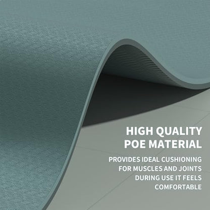 8mm & 10mm Thick Large Yoga Mat (6'x 4') - Extra Long and Wide Workout Mat for Men and Women, Non-Slip POE Fitness Mat, Eco-Friendly Exercise Mat for Home Workouts, Ideal for Yoga and Pilates