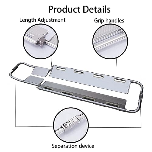 Aluminum Alloy Folding Stretcher, Emerncy Spine Board with Safe Str - Lightweight Mcal Stretcher for First Aid & Trauma Response