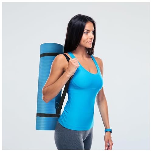 Fitvids Yoga Mat, 1/2-Inch Extra Thick High Density Exercise Mat, Anti-Tear Exercise Yoga Mat with Carrying Strap, Suitable for Various Yoga Exercises - color: Blue