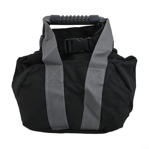 Adjustable Canvas Kettlebell Sandbag with Handle and Tight Closure Black 10x9.8x6.7 inch for Home Gym Fitness Yoga Strength Exercise