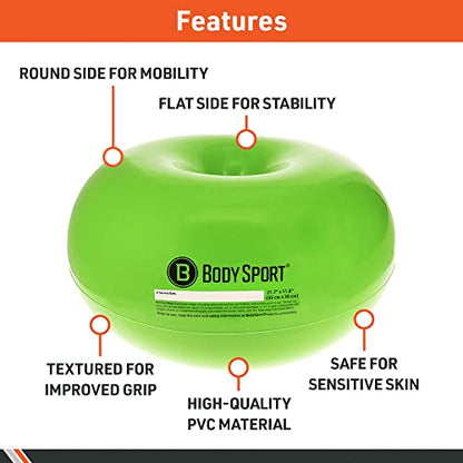 Body Sport Donut Ball – Durable, Inflatable Exercise Ball for Balance & Stability Training, Yoga, & Pilates Workouts – Use in Home, Office, Gym, or Classroom - style: 21-inch